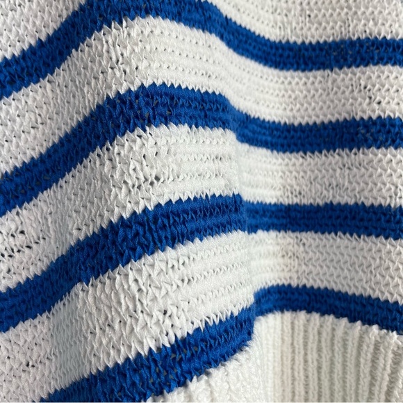 J.Crew Textured Tie Back Rollneck Sweater Sz S Blue White Oversized Boxy 2024 - Picture 13 of 15